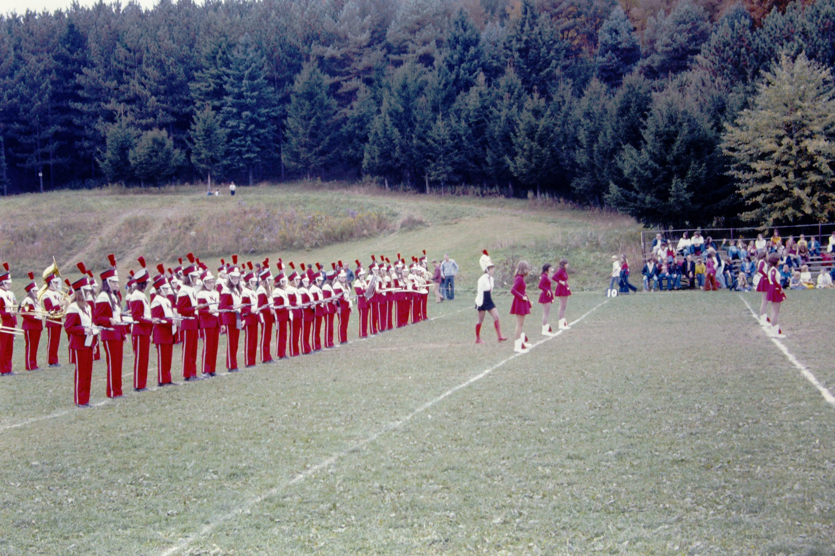 NVHS Marching Band at football game fall 1973