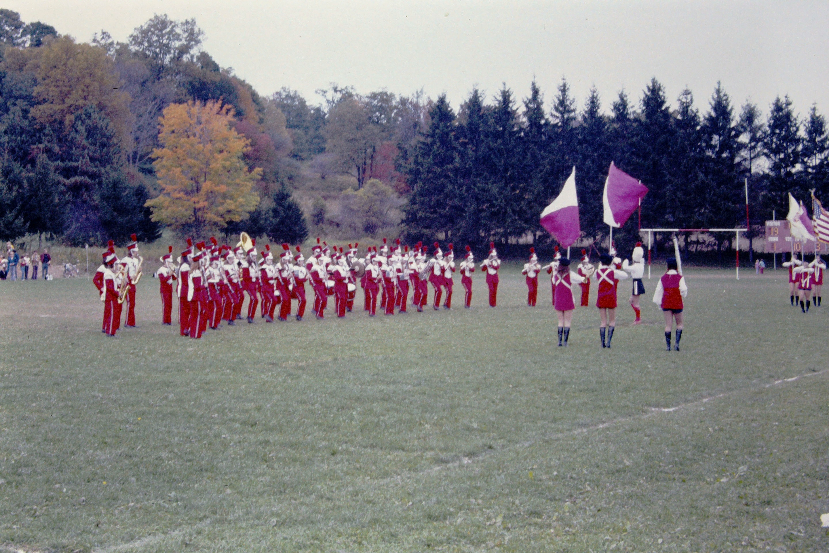 NVHS Marching Band at football game fall 1973