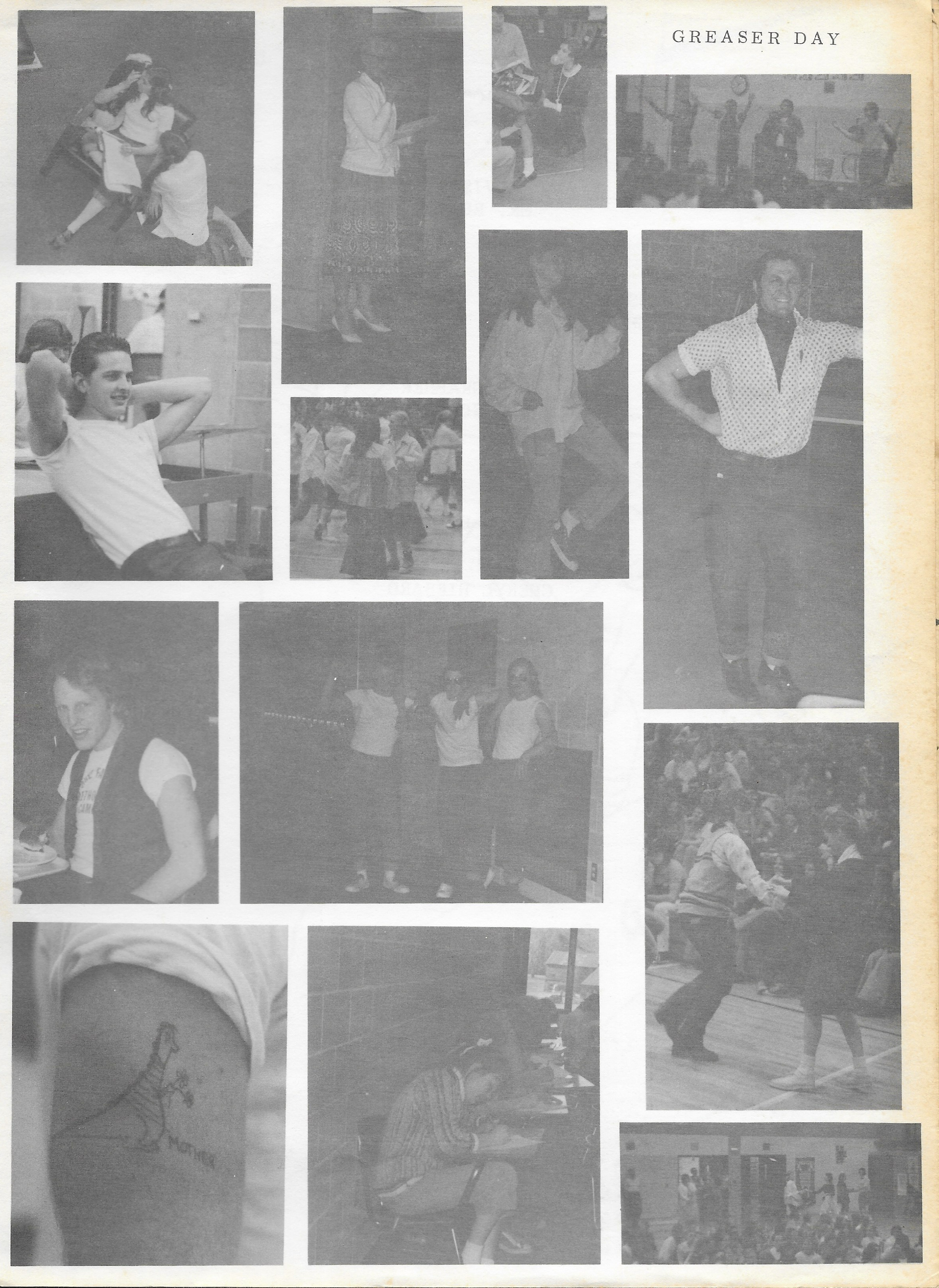 Pictures from the 1974 yearbook supplement, of Greaser Day!