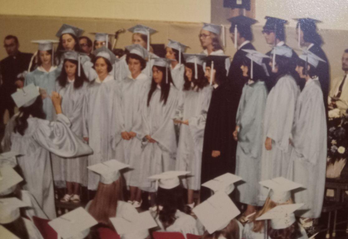 NVHS Class of 1974 Senior chorus at graduation, singing "We May Never Pass This Way Again", our class song!