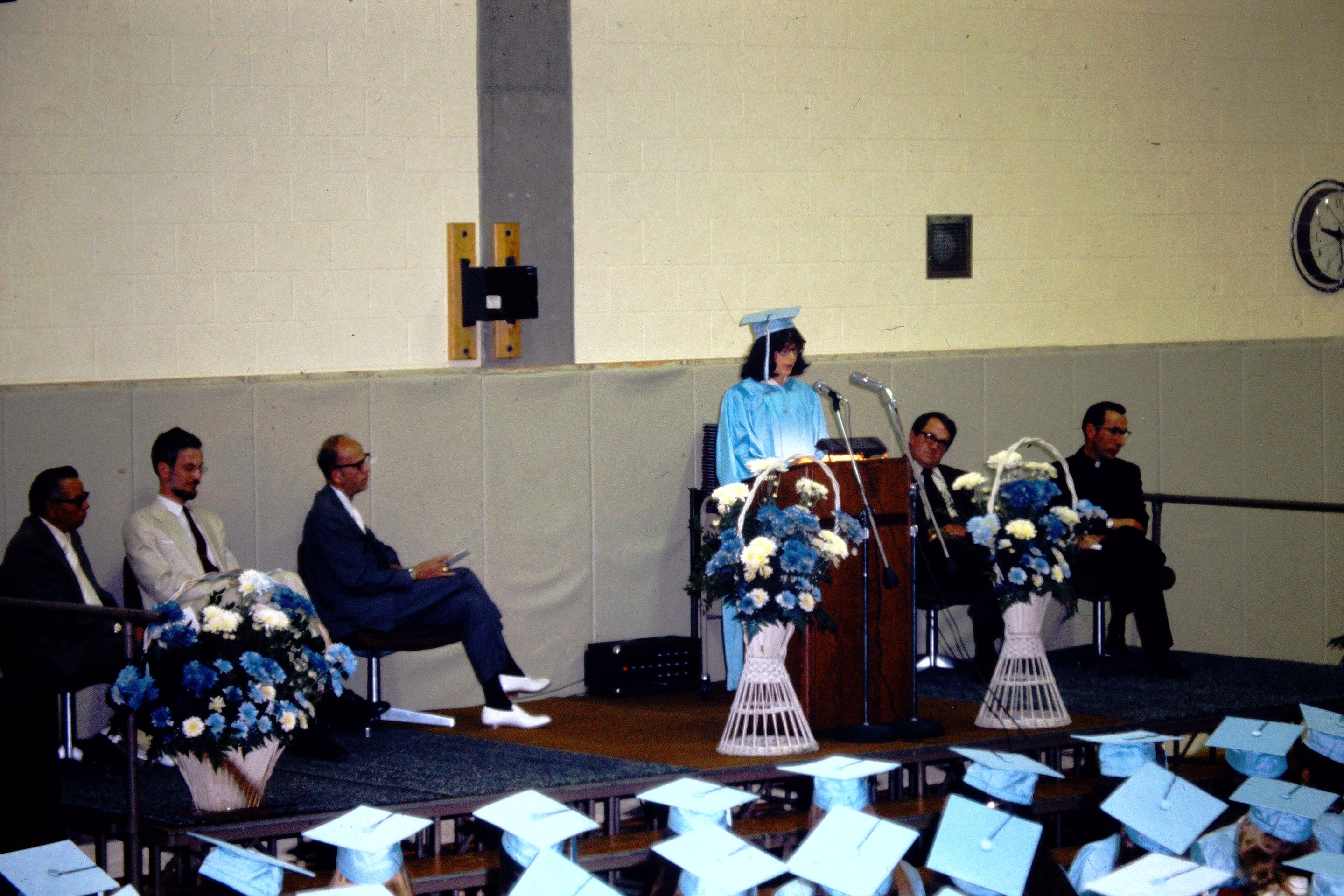 Salutatorian Julie Thompson giving her speech