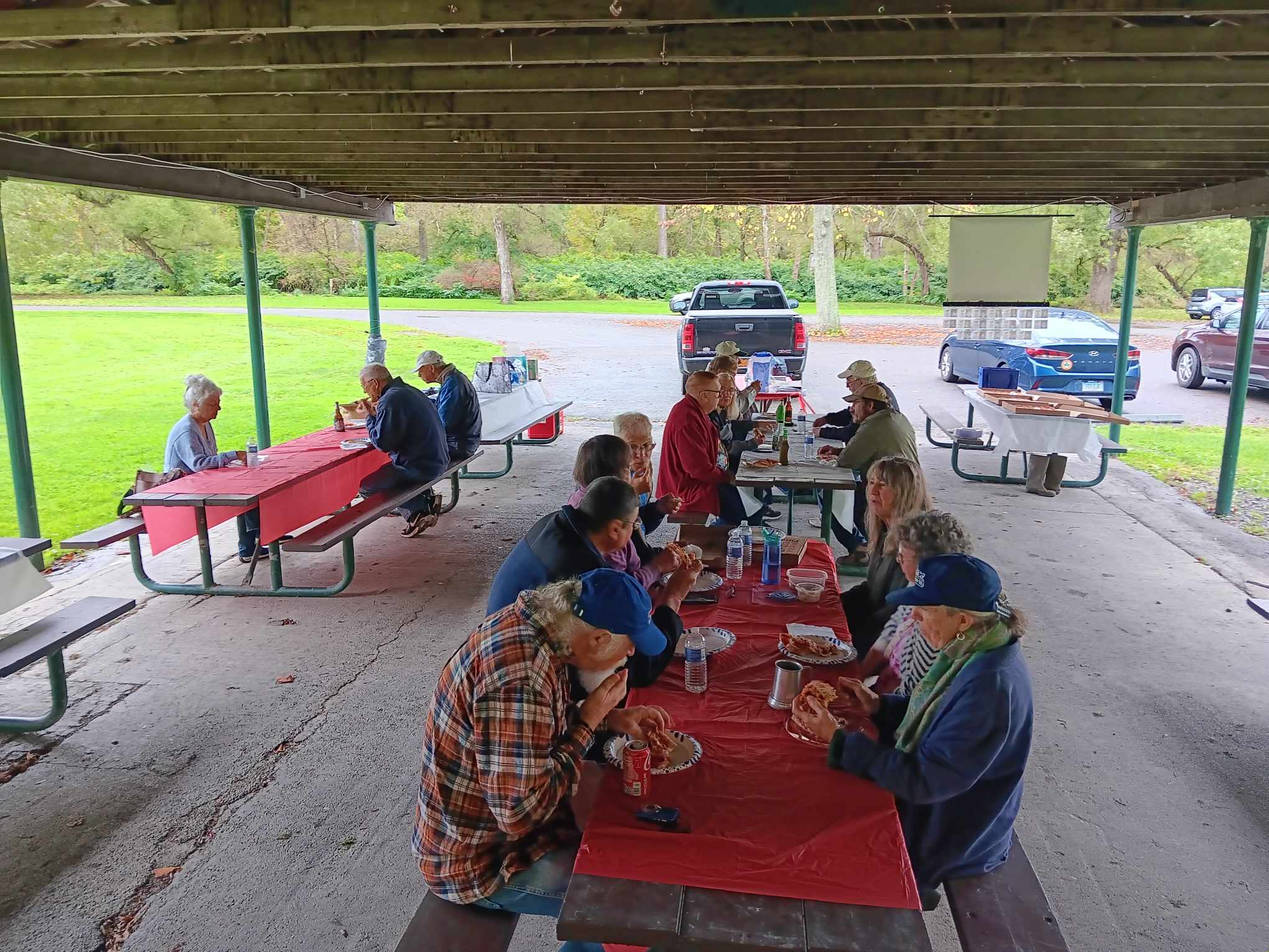 Pizza lunch at the Trout Ponds