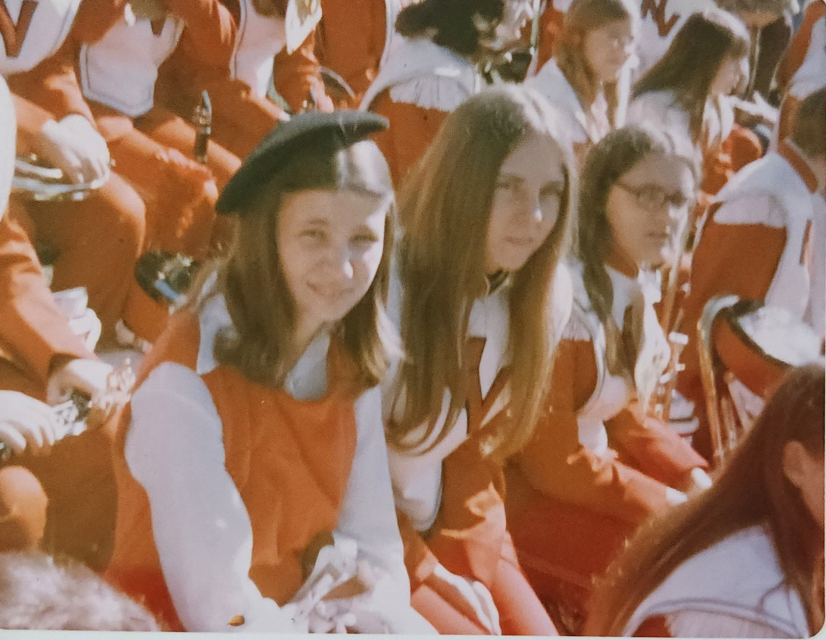 Cheryl Hibbard, Amy Braden and Carol Hammond at a football game, fall 1973 - photo courtesy of Don Cornwell