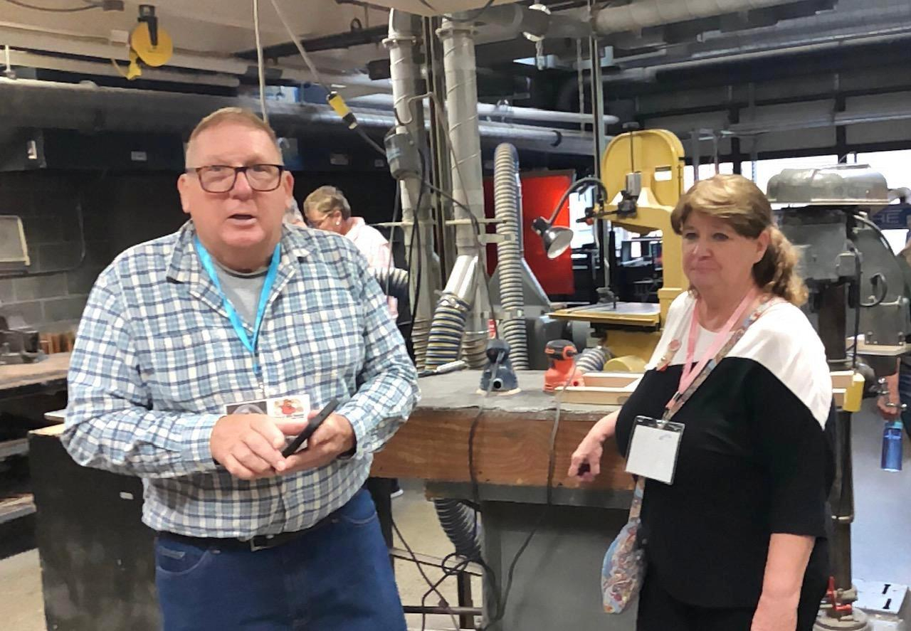 Bill Granger and Cheryl Gourley in the "tech shop" - what we knew as "Shop"!