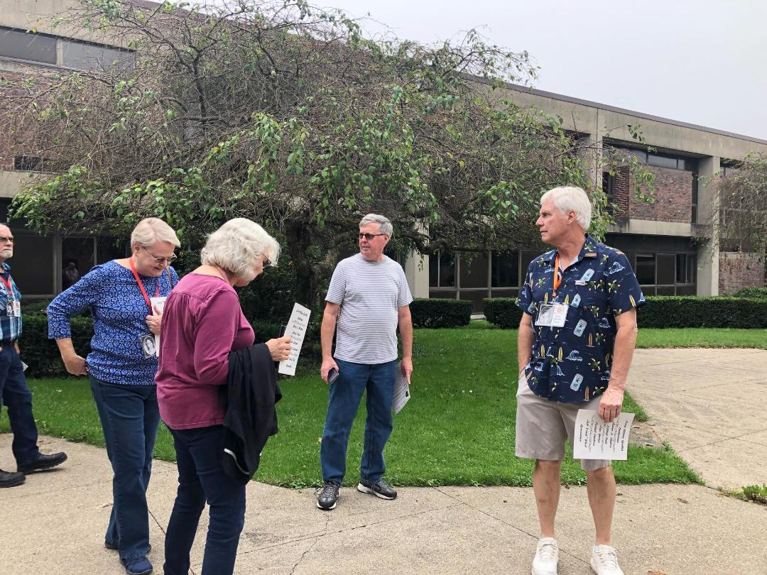 In the courtyard