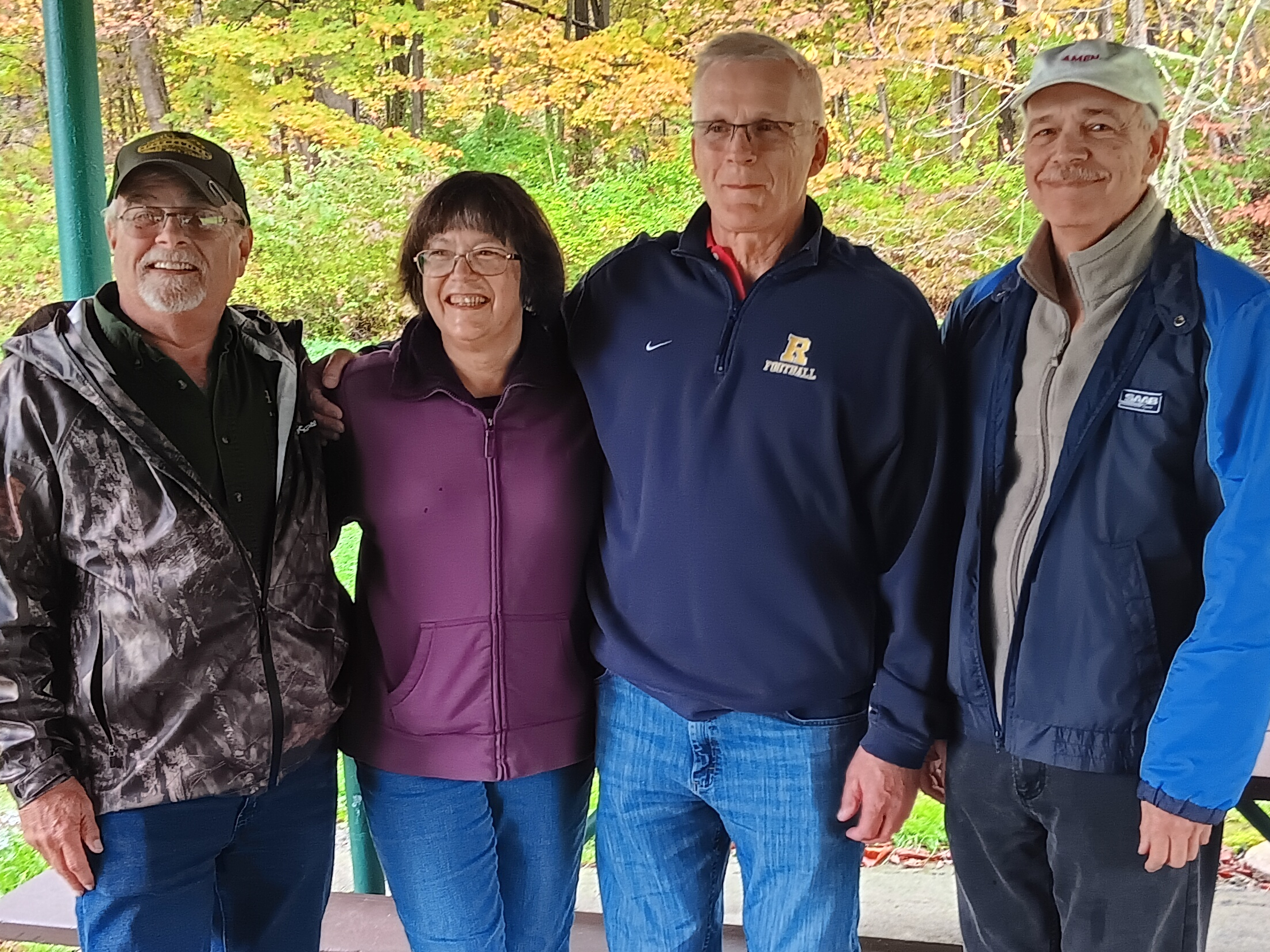 The 50th reunion committee at the Trout Ponds on Sunday 9/29 - Joe Wiiki, Julie Thompson Sorcek, Scott Parmelee & Brad Mead